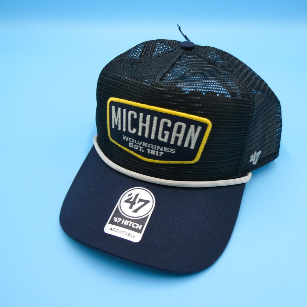'47 Brand Hat Mens One Size Hitch Michigan Wolverines Navy Blue Mesh Snapback